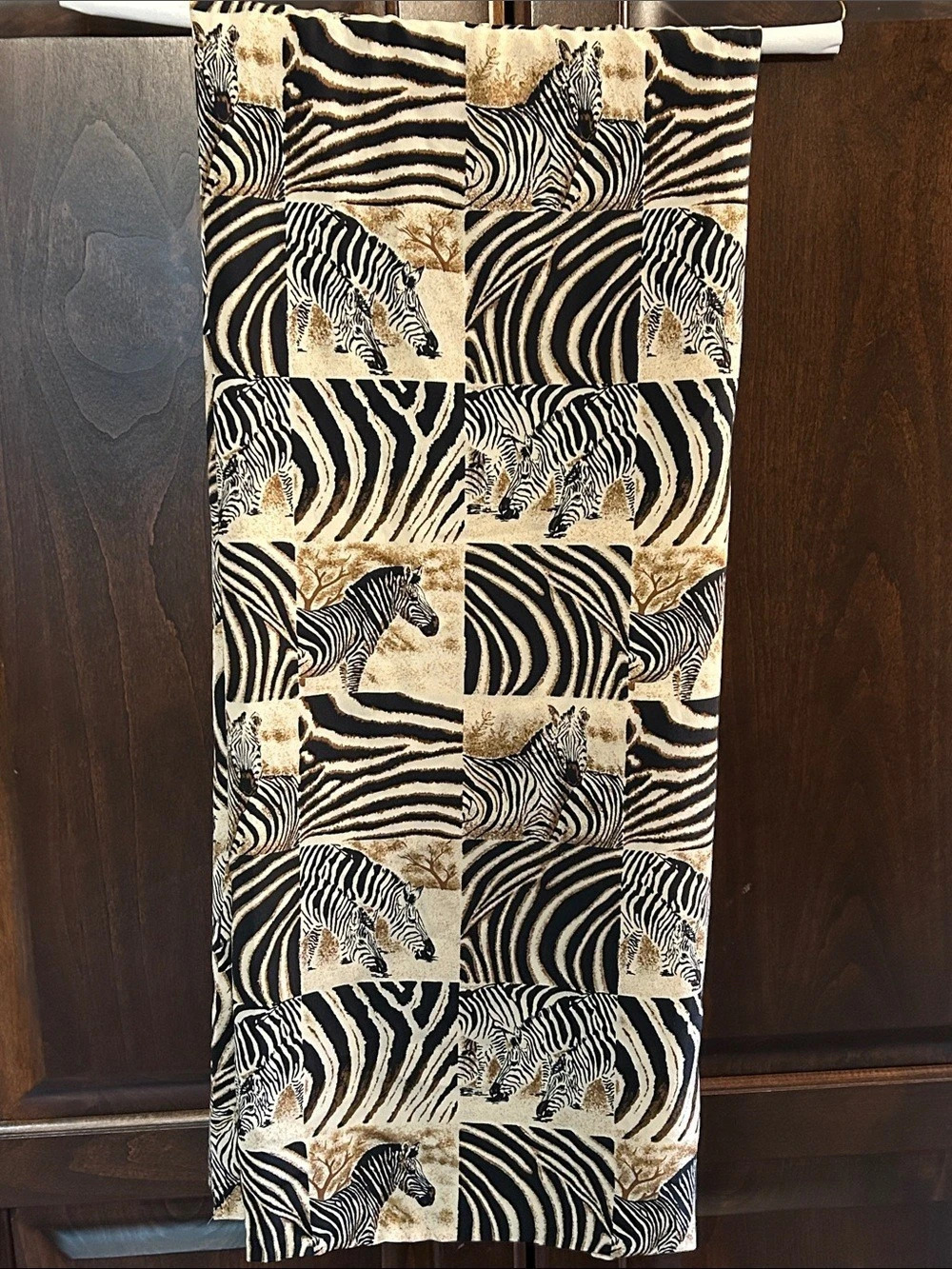 Vintage Zebra Print Patchwork Polyester 56” x 24” Scarf